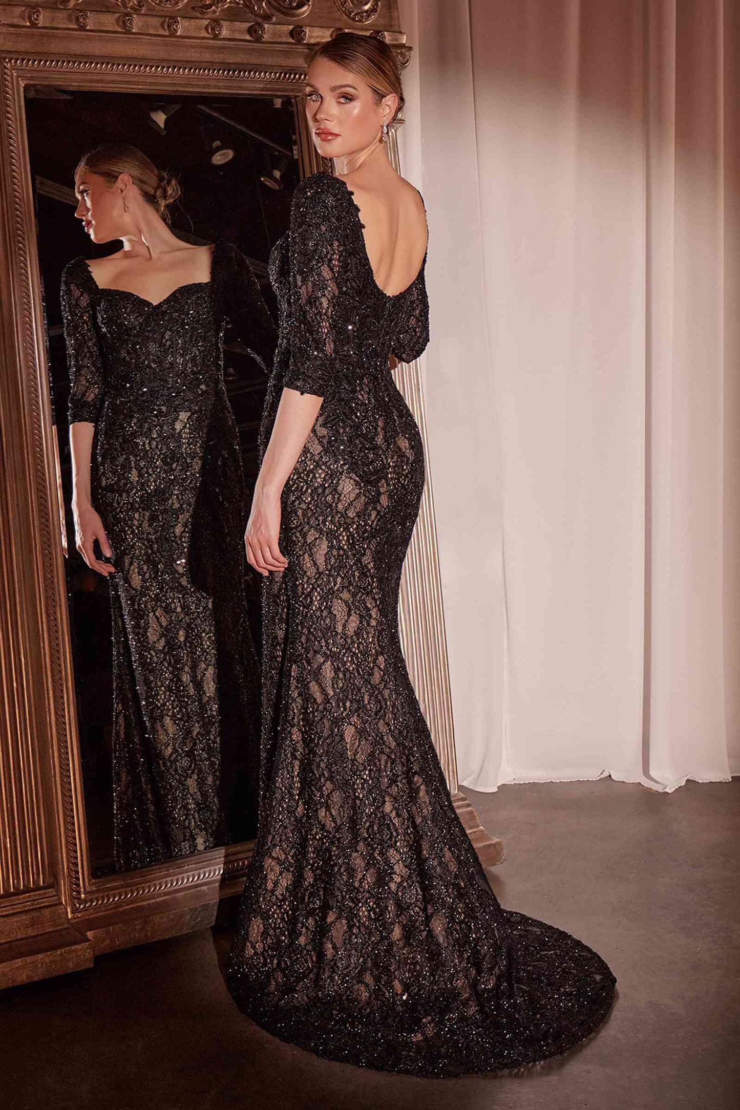 Dress Lone Sleeve Lace Fitted Mother of the Bride Dress