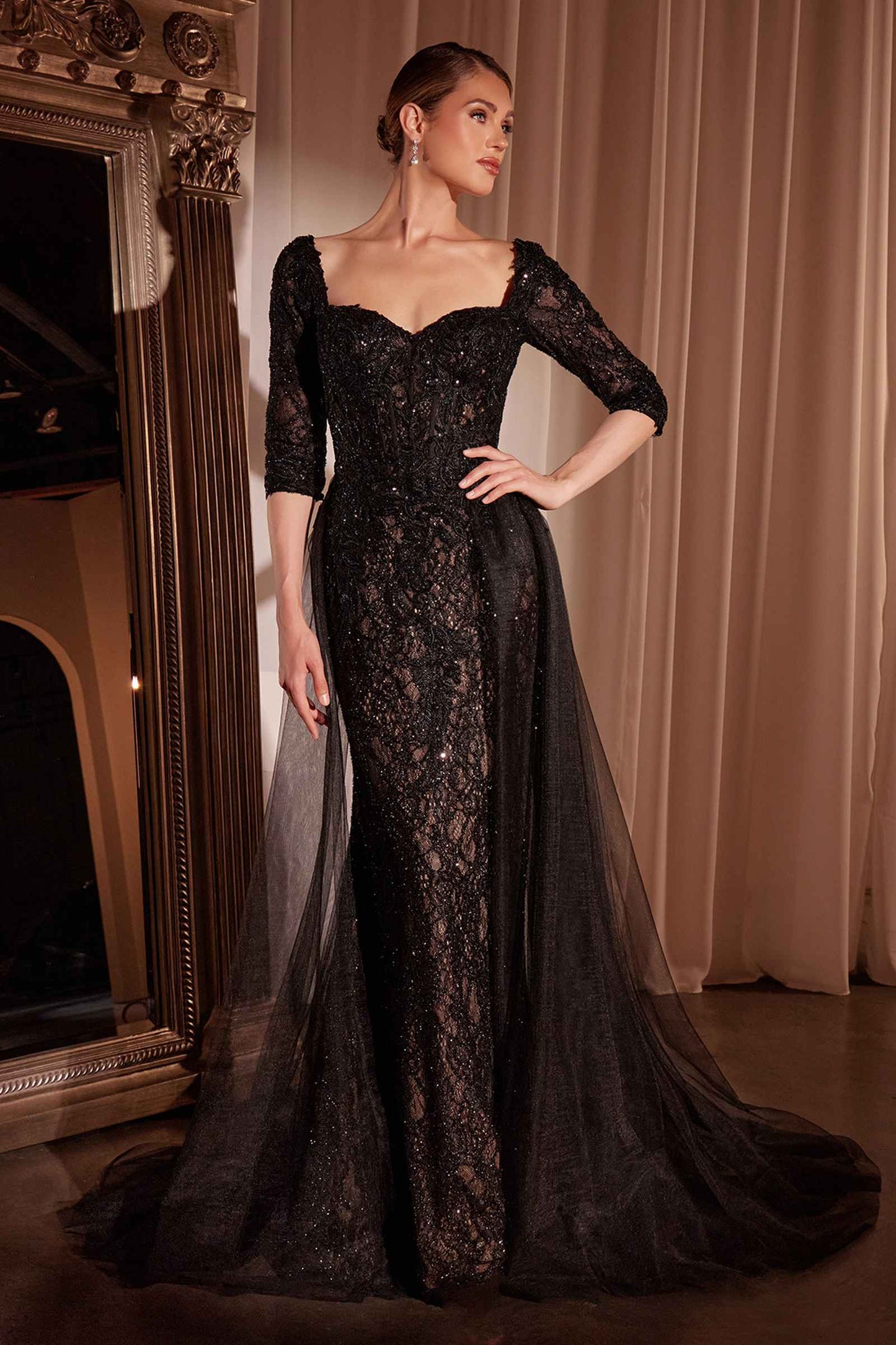 Dress Lone Sleeve Lace Fitted Mother of the Bride Dress